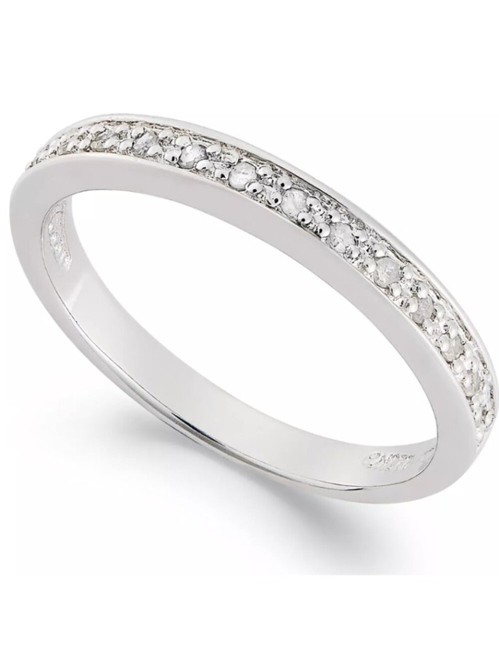 Sterling Silver Diamond Band Ring 1/10 CT TW | Dainty Stackable Ring